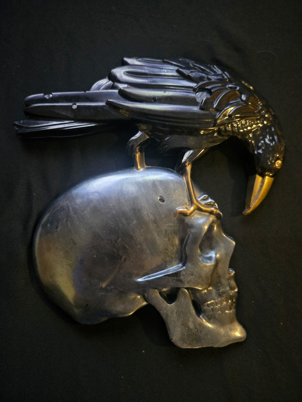 Crow on a skull wall art