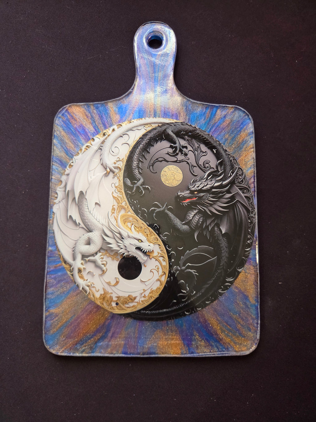Dragon yin and yang cutting board