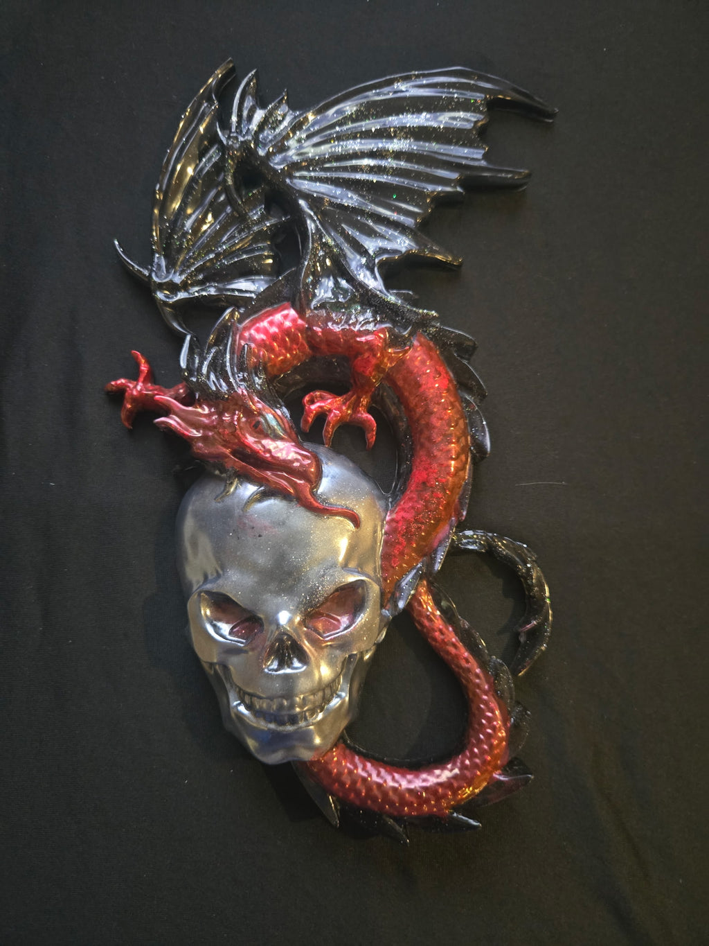 Dragon on a skull wall art