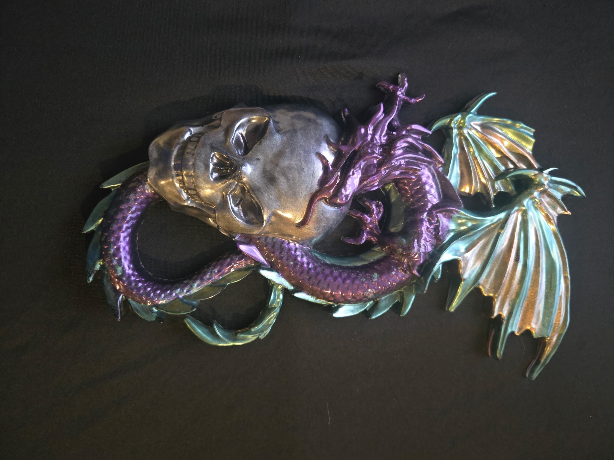 Dragon on a skull wall art