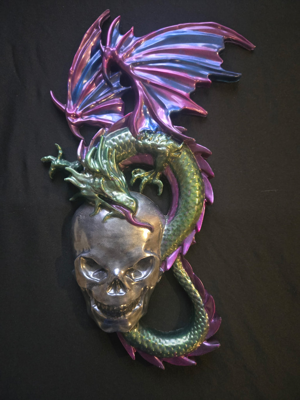 Dragon on skull wall art
